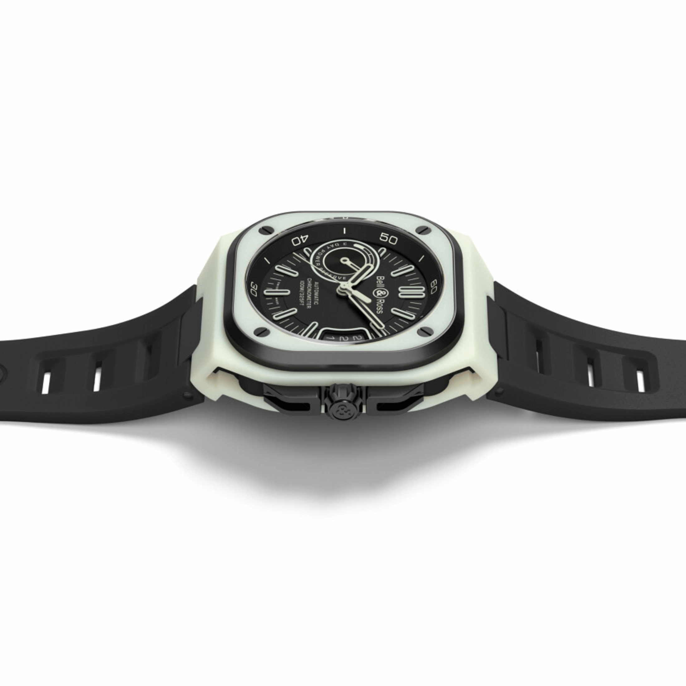 Montre Bell & Ross BR X5 Green Lum automatique cadran noir bracelet caoutchouc noir 41 mm