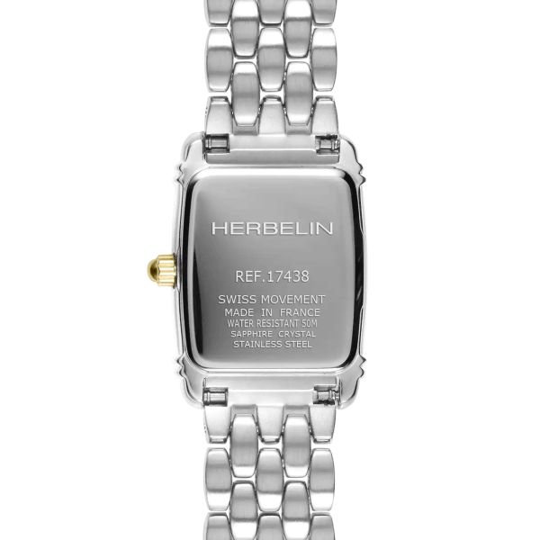 Montre Herbelin Art Déco quartz bicolore cadran argent bracelet acier bicolore 17,8 x 19,40 mm 17438BT22