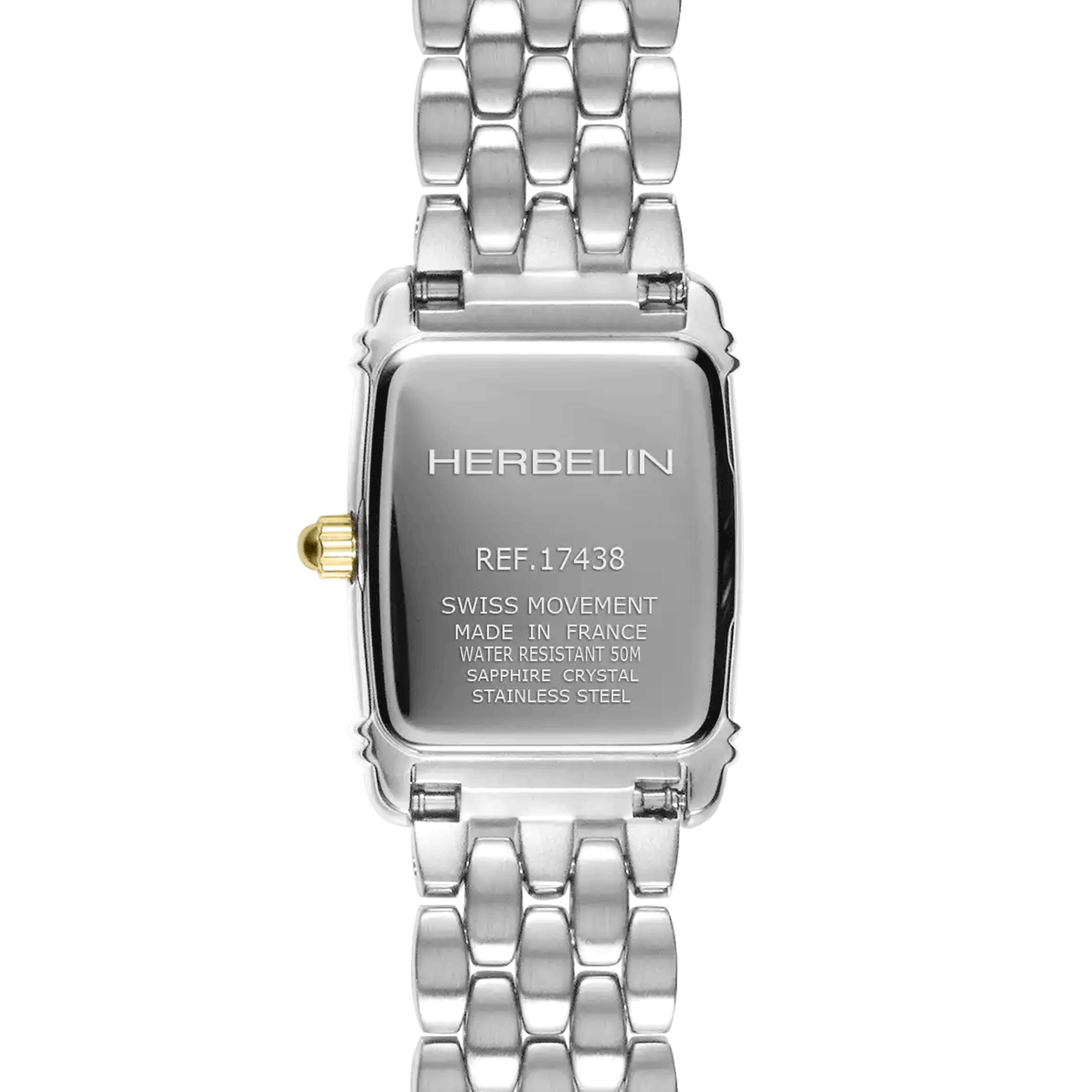 Montre Herbelin Art Déco quartz bicolore cadran argent bracelet acier bicolore 17,8 x 19,40 mm 17438BT22