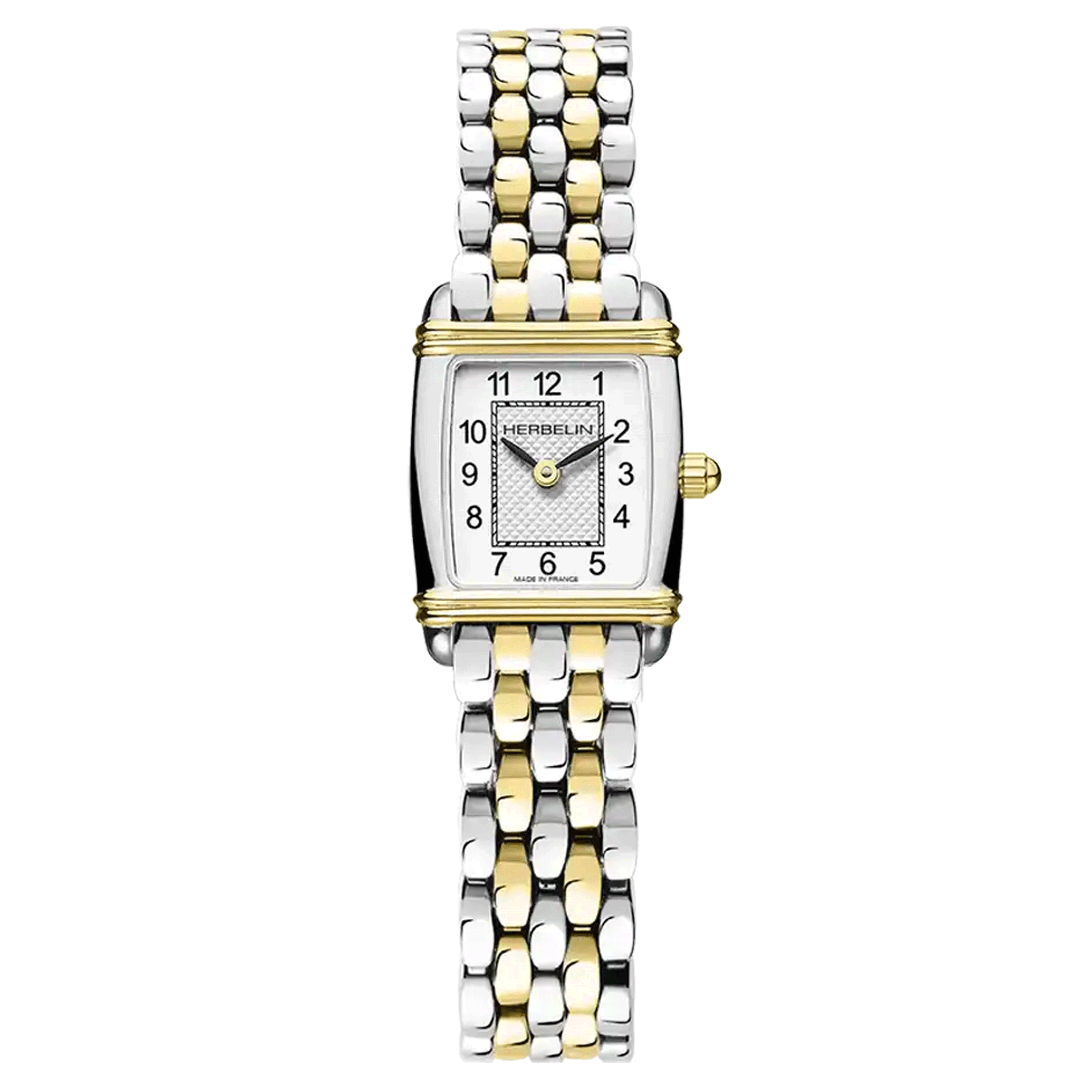 Montre Herbelin Art Déco quartz bicolore cadran argent bracelet acier bicolore 17,8 x 19,40 mm 17438BT22