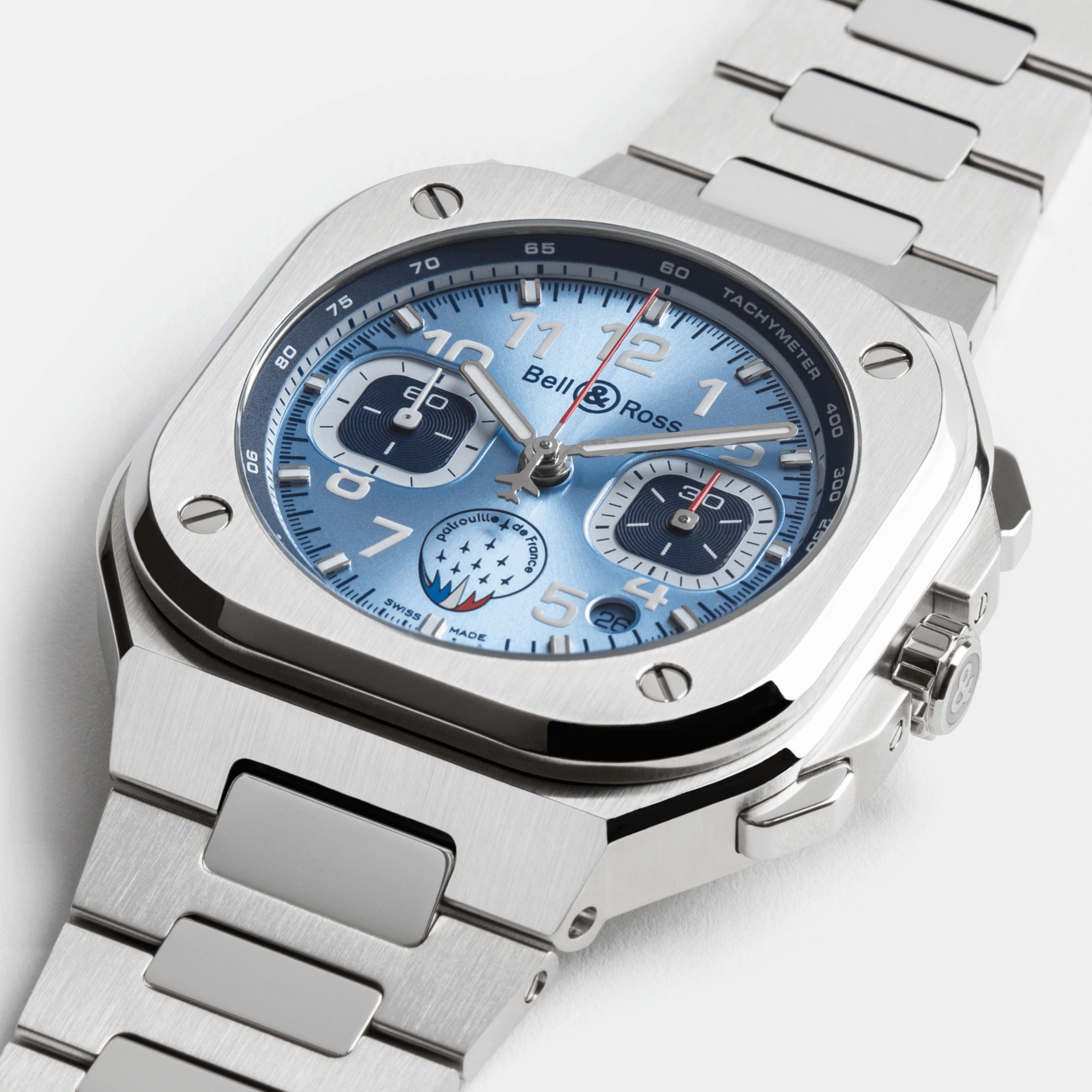 Bell & Ross BR 05 Chrono Patrouille de France automatic blue dial steel bracelet 42 mm