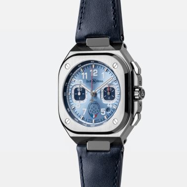 Bell & Ross BR 05 Chrono Patrouille de France automatic blue dial blue leather strap 42 mm