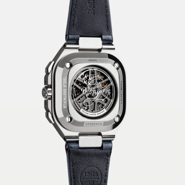 Bell & Ross BR 05 Chrono Patrouille de France automatic blue dial blue leather strap 42 mm
