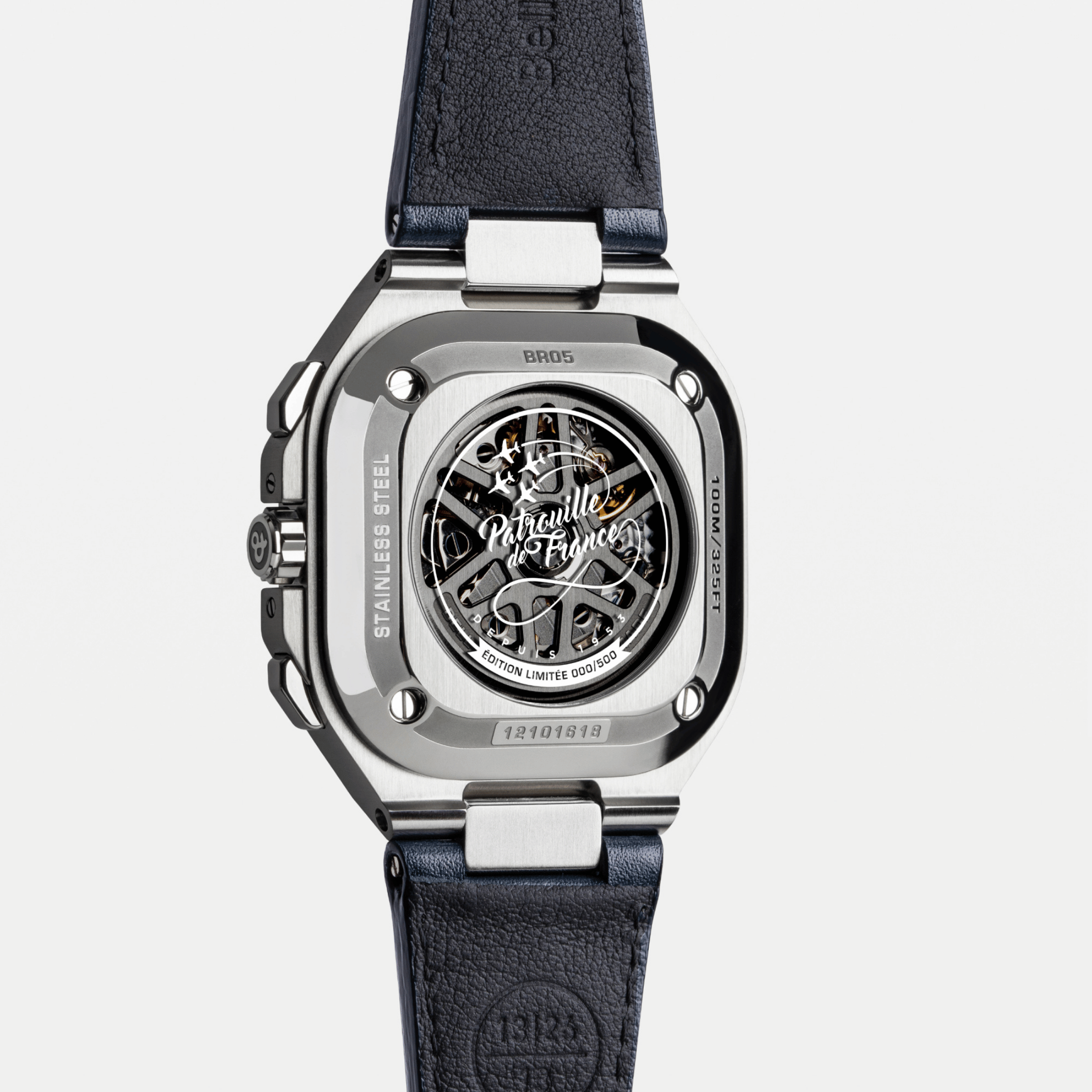 Bell & Ross BR 05 Chrono Patrouille de France automatic blue dial blue leather strap 42 mm