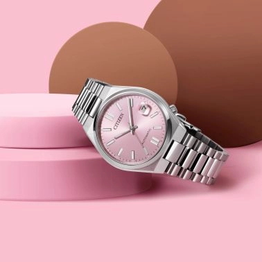 Citizen Tsuyosa 37 mm Pastel Pink automatic pink dial steel bracelet 37 mm