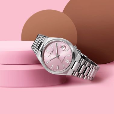 Montre Citizen Tsuyosa 37 mm Pastel Pink automatique cadran rose bracelet acier 37 mm