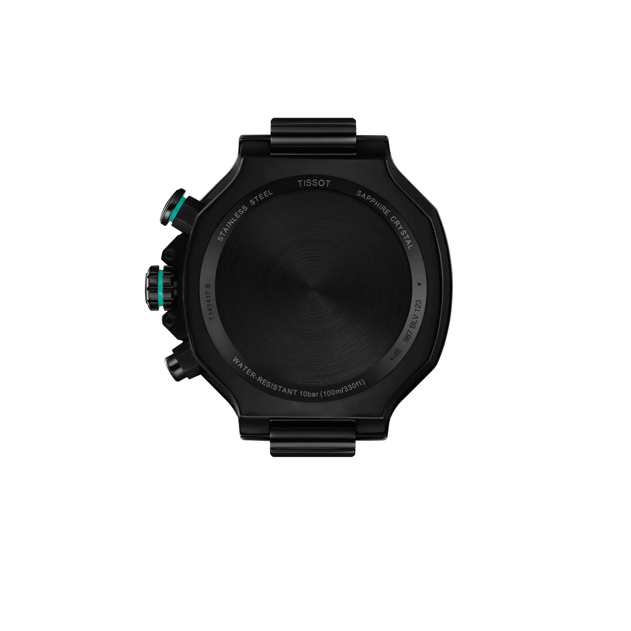 Tissot T-Sport T-Race Chronograph quartz watch black dial green rubber strap 45 mm T141.417.37.051.01