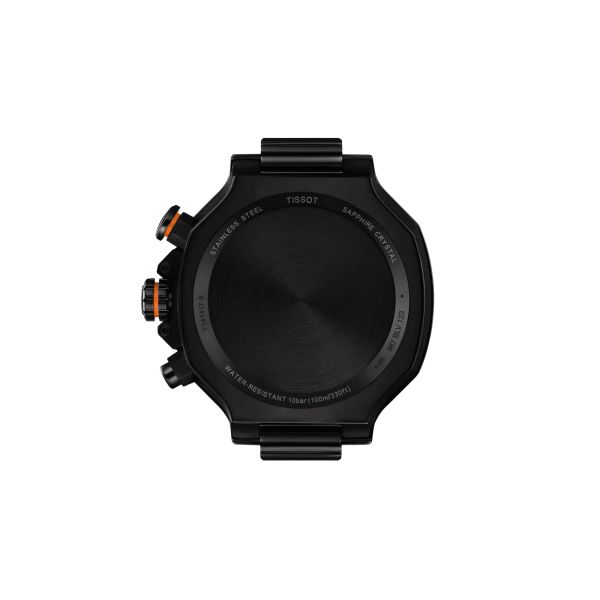 Tissot T-Sport T-Race Chronograph quartz watch black dial orange rubber strap 45 mm T141.417.37.051.02