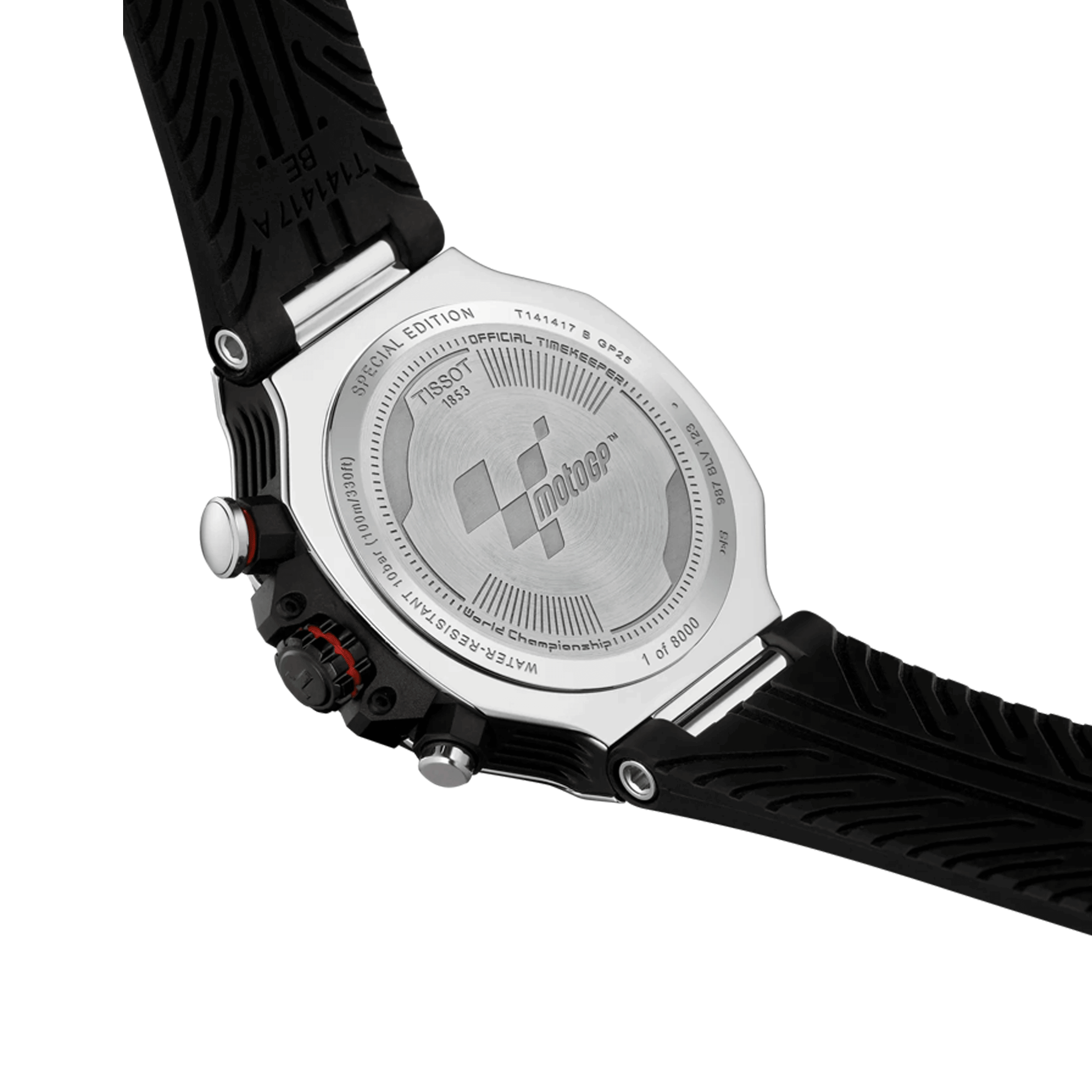 Montre Tissot T-Race MOTOGP Chronograph quartz cadran noir bracelet caoutchouc noir 45 mm T141.417.27.081.00