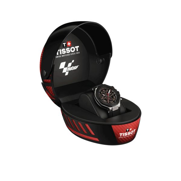 Montre Tissot T-Race MOTOGP Chronograph quartz cadran noir bracelet caoutchouc noir 45 mm T141.417.27.081.00