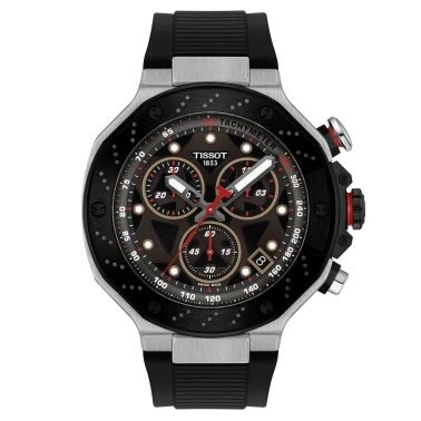 Tissot T-Race MOTOGP Chronograph quartz black dial black rubber strap 45 mm T141.417.27.081.00