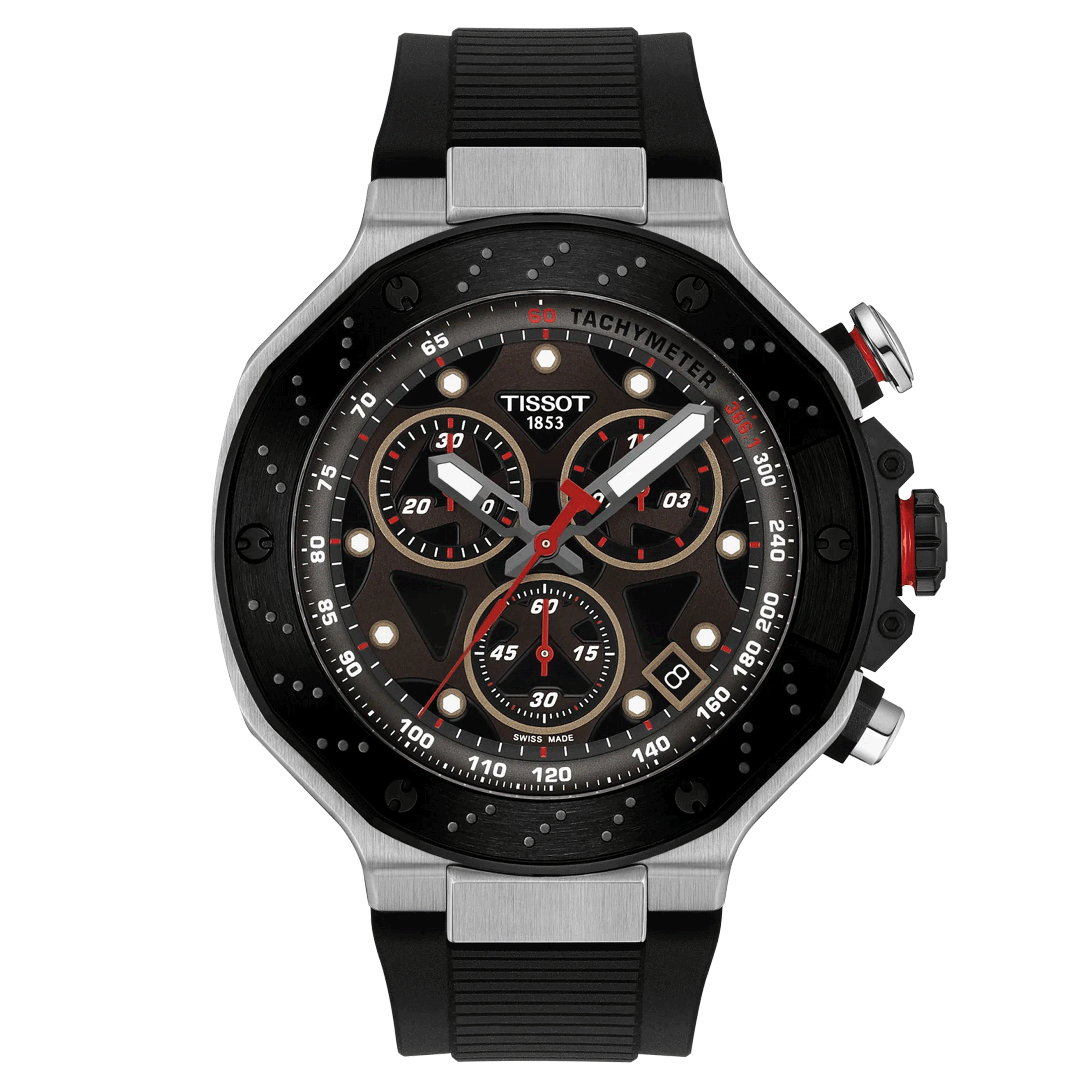 Montre Tissot T-Race MOTOGP Chronograph quartz cadran noir bracelet caoutchouc noir 45 mm T141.417.27.081.00