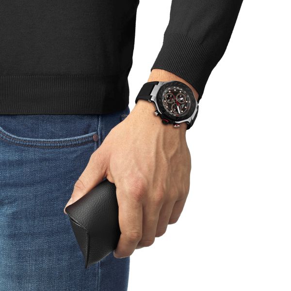 Tissot T-Race MOTOGP Chronograph quartz black dial black rubber strap 45 mm T141.417.27.081.00