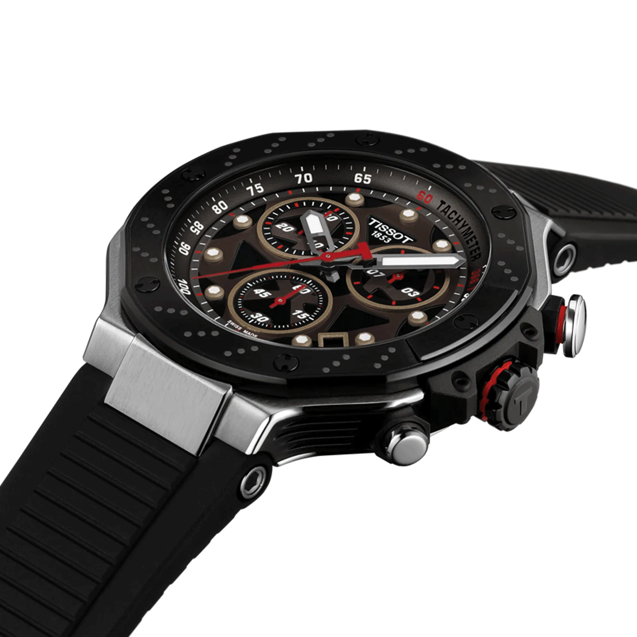 Tissot T-Race MOTOGP Chronograph quartz black dial black rubber strap 45 mm T141.417.27.081.00