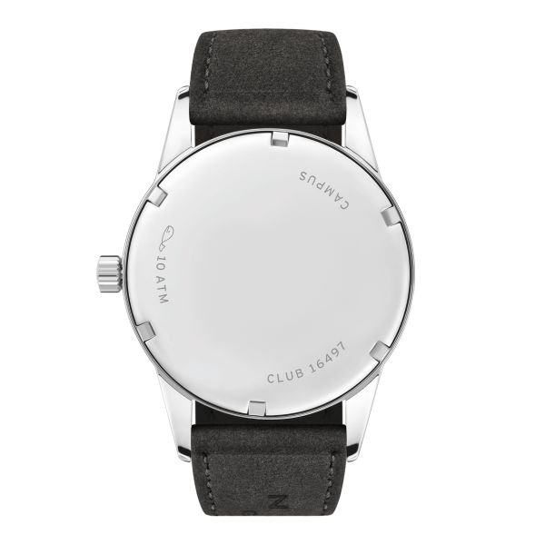 NOMOS Club Campus 38 Night Sky mechanical stainless steel watch blue dial grey velvet strap 36 mm