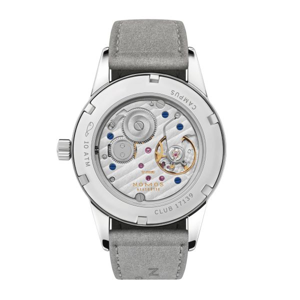 Montre NOMOS Club Campus Starlight mécanique fond saphir cadran jaune bracelet velours gris 36 mm