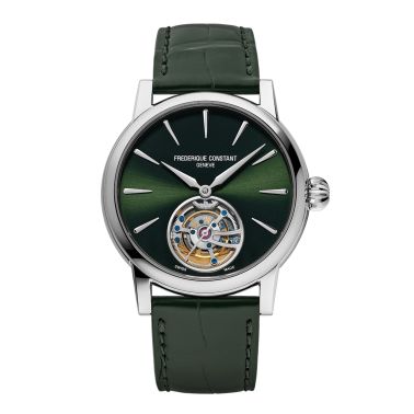 Montre Frederique Constant Classic Tourbillon Manufacture automatique cadran vert bracelet cuir 39 mm