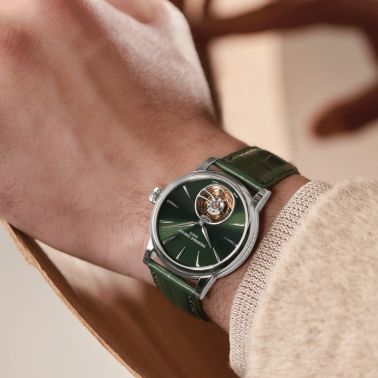 Montre Frederique Constant Classic Tourbillon Manufacture automatique cadran vert bracelet cuir 39 mm
