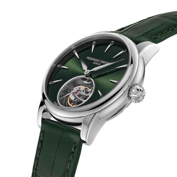 Montre Frederique Constant Classic Tourbillon Manufacture automatique cadran vert bracelet cuir 39 mm