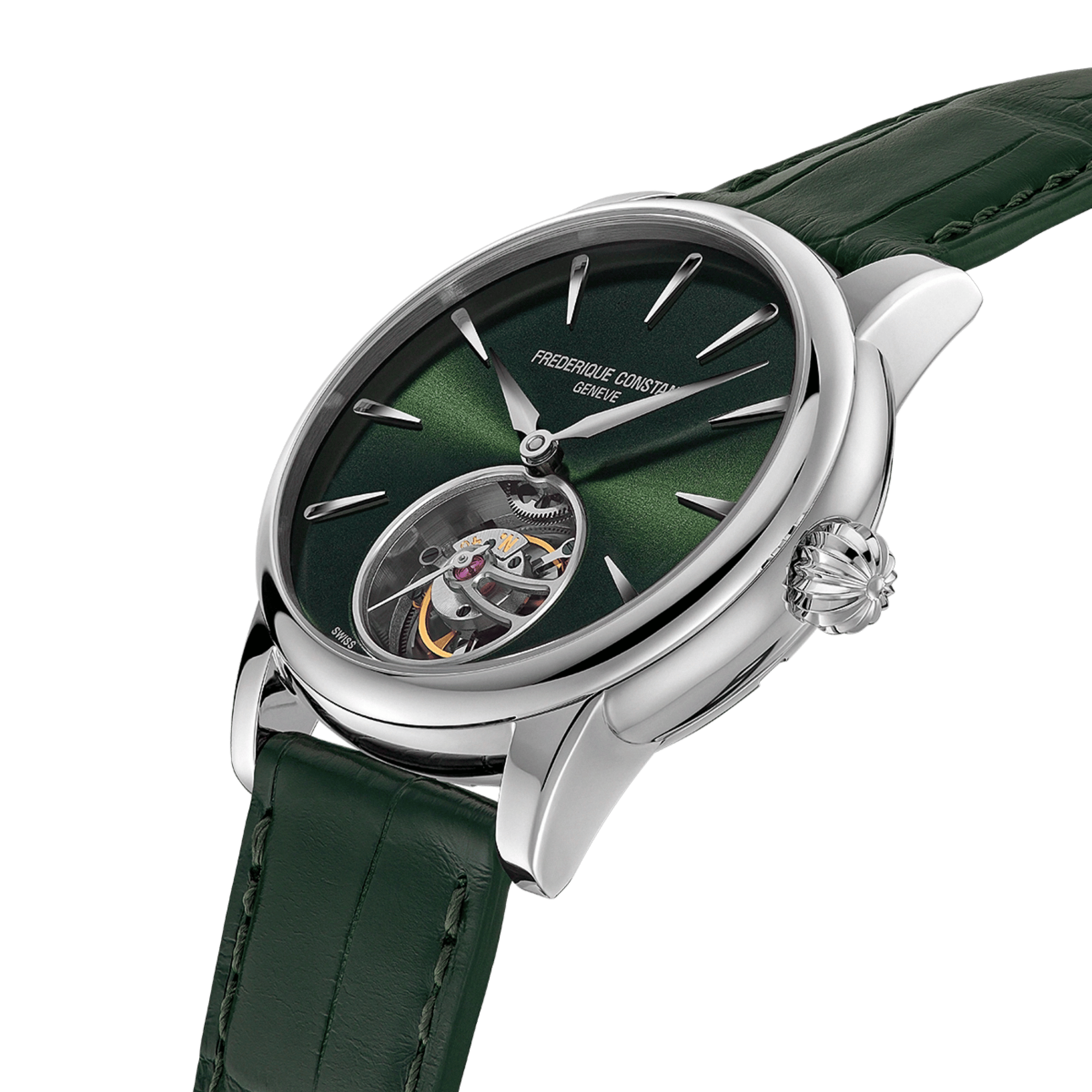 Montre Frederique Constant Classic Tourbillon Manufacture automatique cadran vert bracelet cuir 39 mm