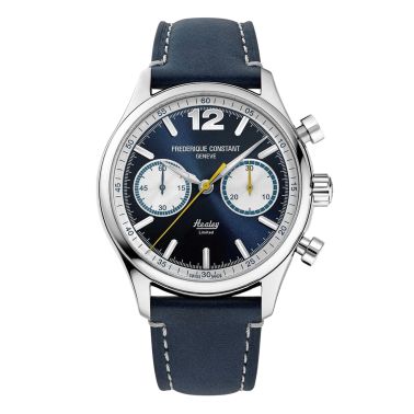Frederique Constant Vintage Rally Healey Chronograph automatic blue dial leather strap 42 mm