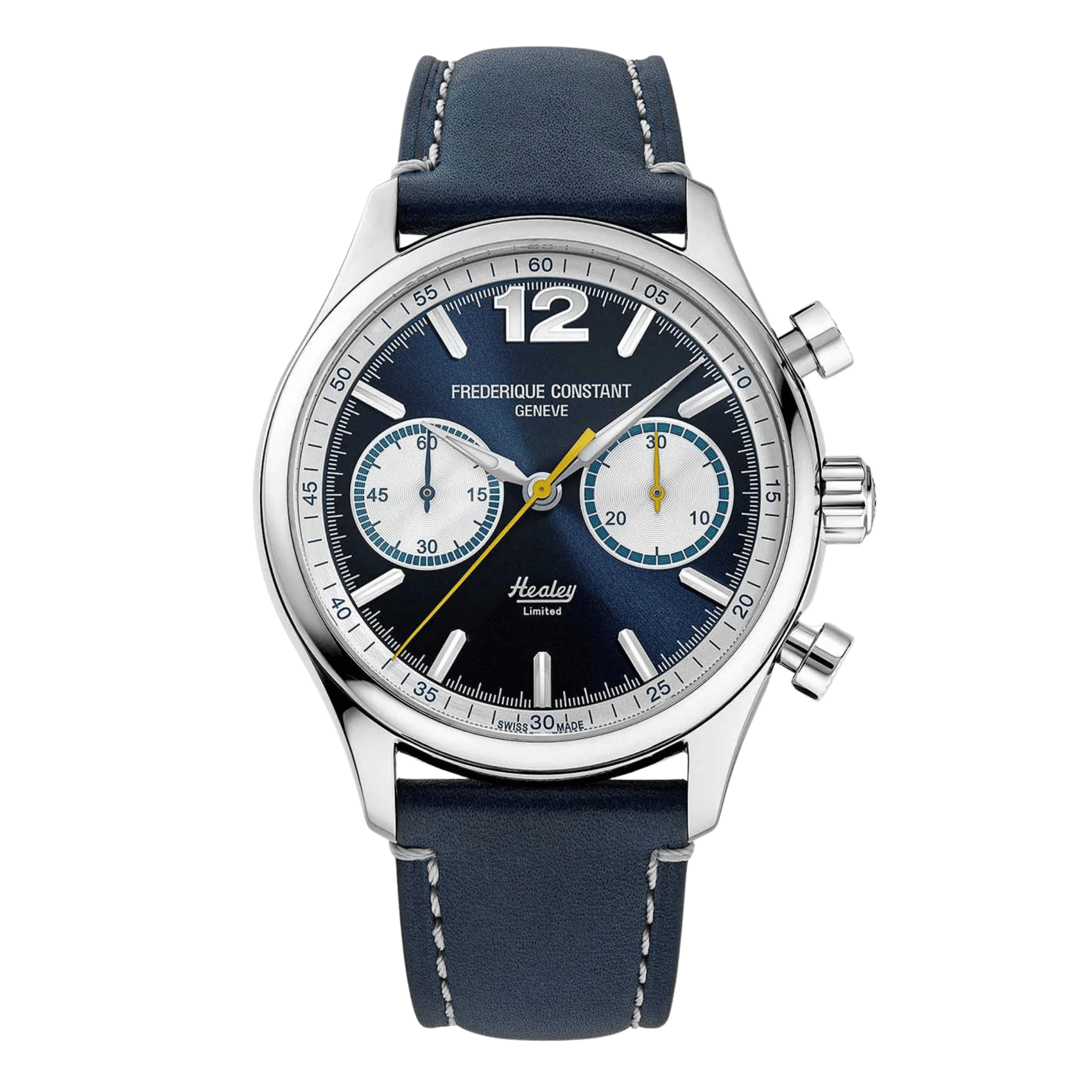Frederique Constant Vintage Rally Healey Chronograph automatic blue dial leather strap 42 mm