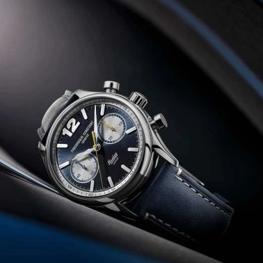Frederique Constant Vintage Rally Healey Chronograph automatic blue dial leather strap 42 mm