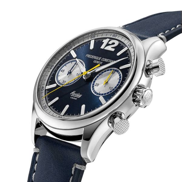 Frederique Constant Vintage Rally Healey Chronograph automatic blue dial leather strap 42 mm