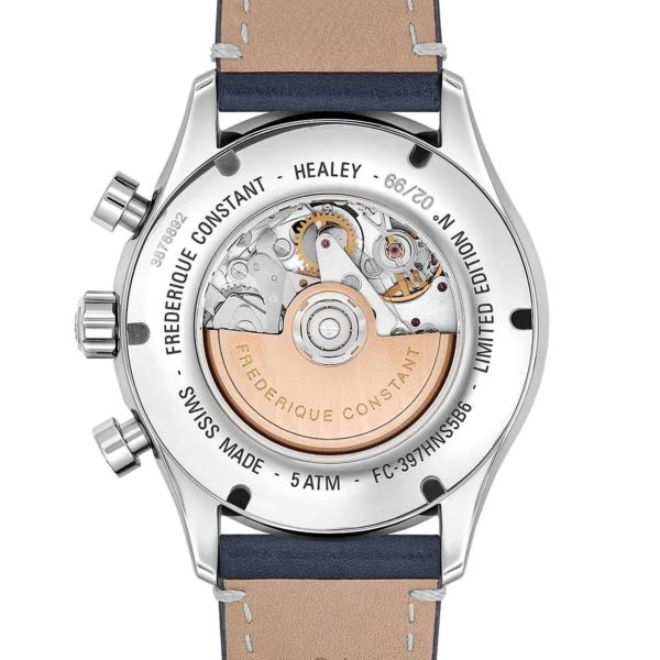 Frederique Constant Vintage Rally Healey Chronograph automatic blue dial leather strap 42 mm