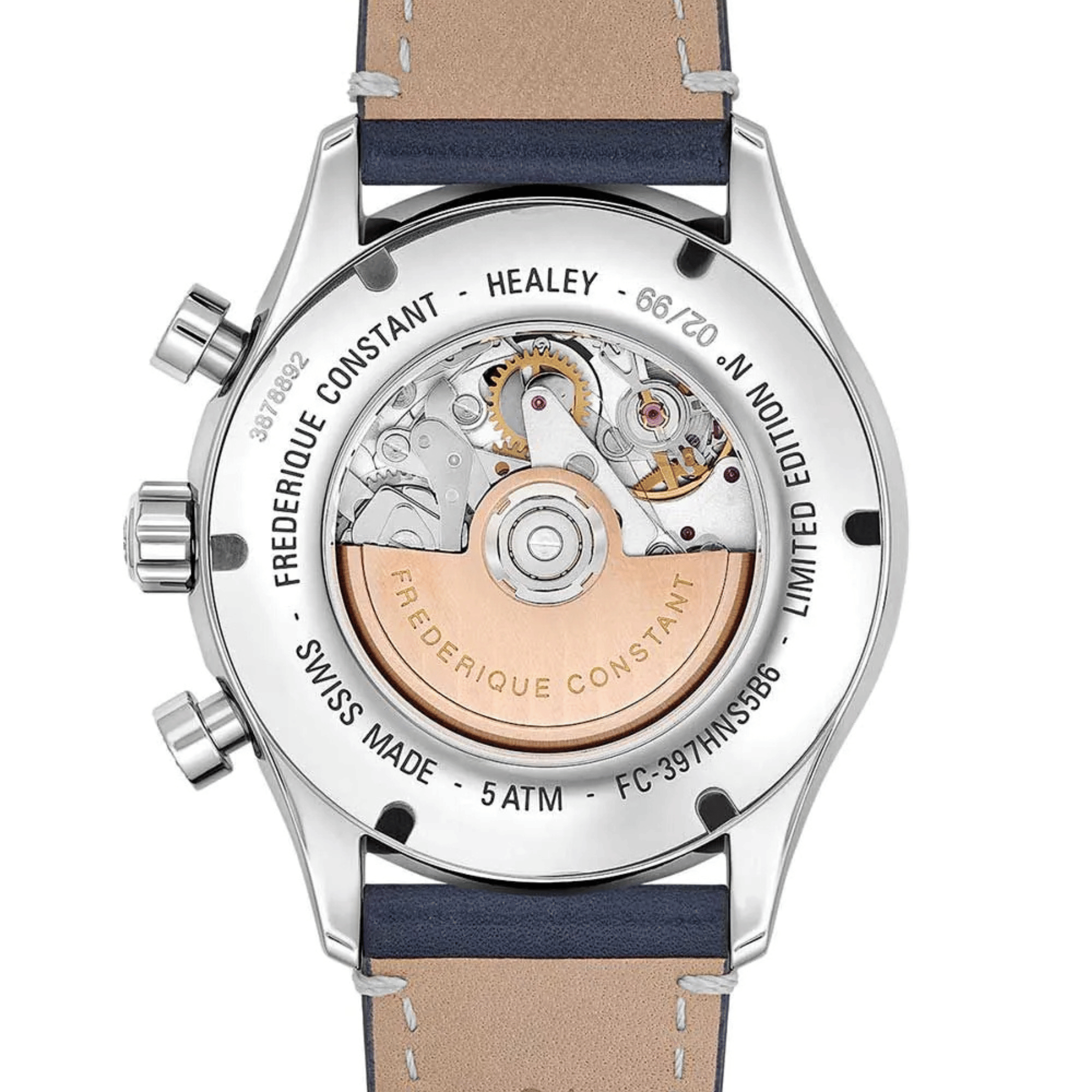 Frederique Constant Vintage Rally Healey Chronograph automatic blue dial leather strap 42 mm