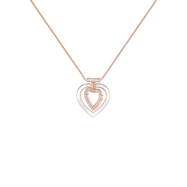Fred Pretty Woman Hypnotique reversible necklace in pink gold, diamonds and mother-of-pearl