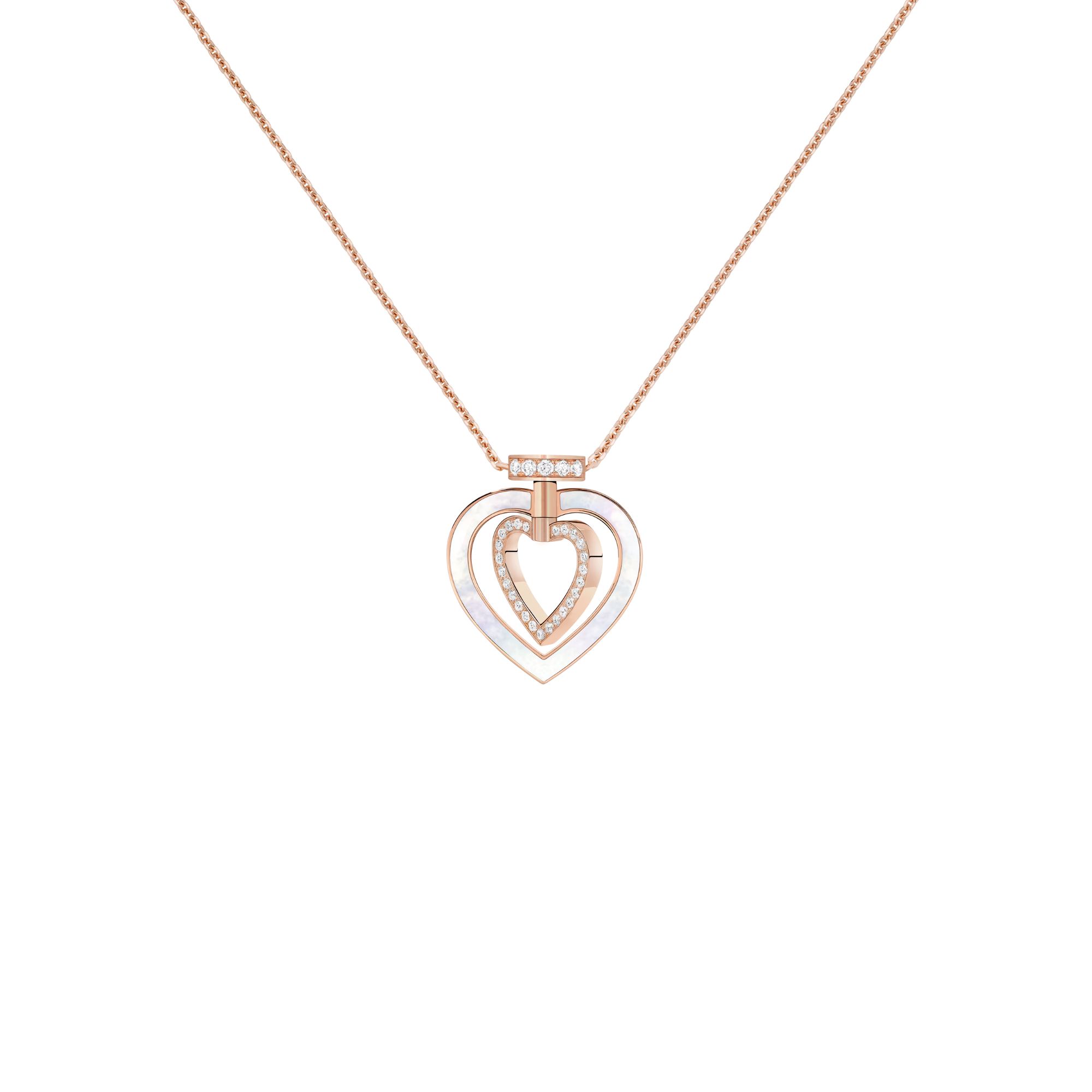 Fred Pretty Woman Hypnotique reversible necklace in pink gold, diamonds and mother-of-pearl