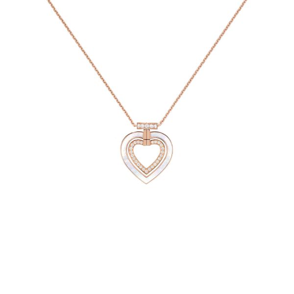 Collier Fred Pretty Woman Hypnotique réversible en or rose, diamants et nacre