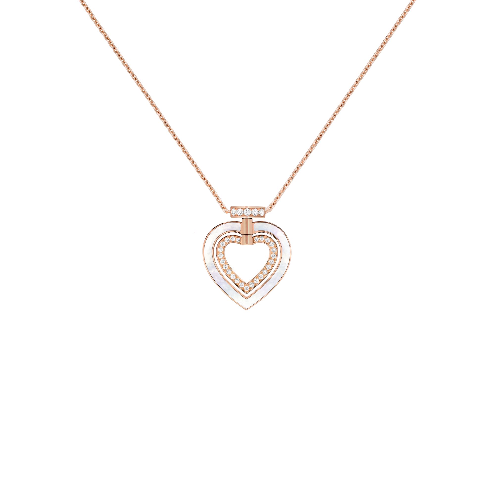 Fred Pretty Woman Hypnotique reversible necklace in pink gold, diamonds and mother-of-pearl