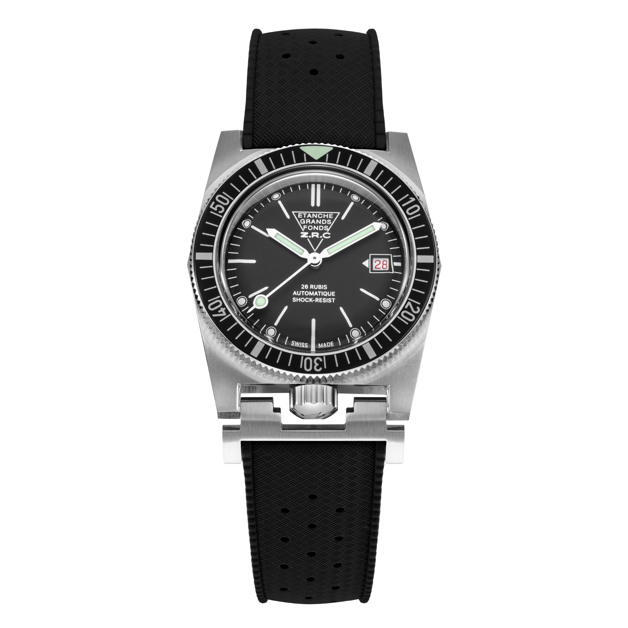 Montre ZRC GRANDS FONDS 300 HERITAGE cadran noir bracelet caoutchouc 39mm
