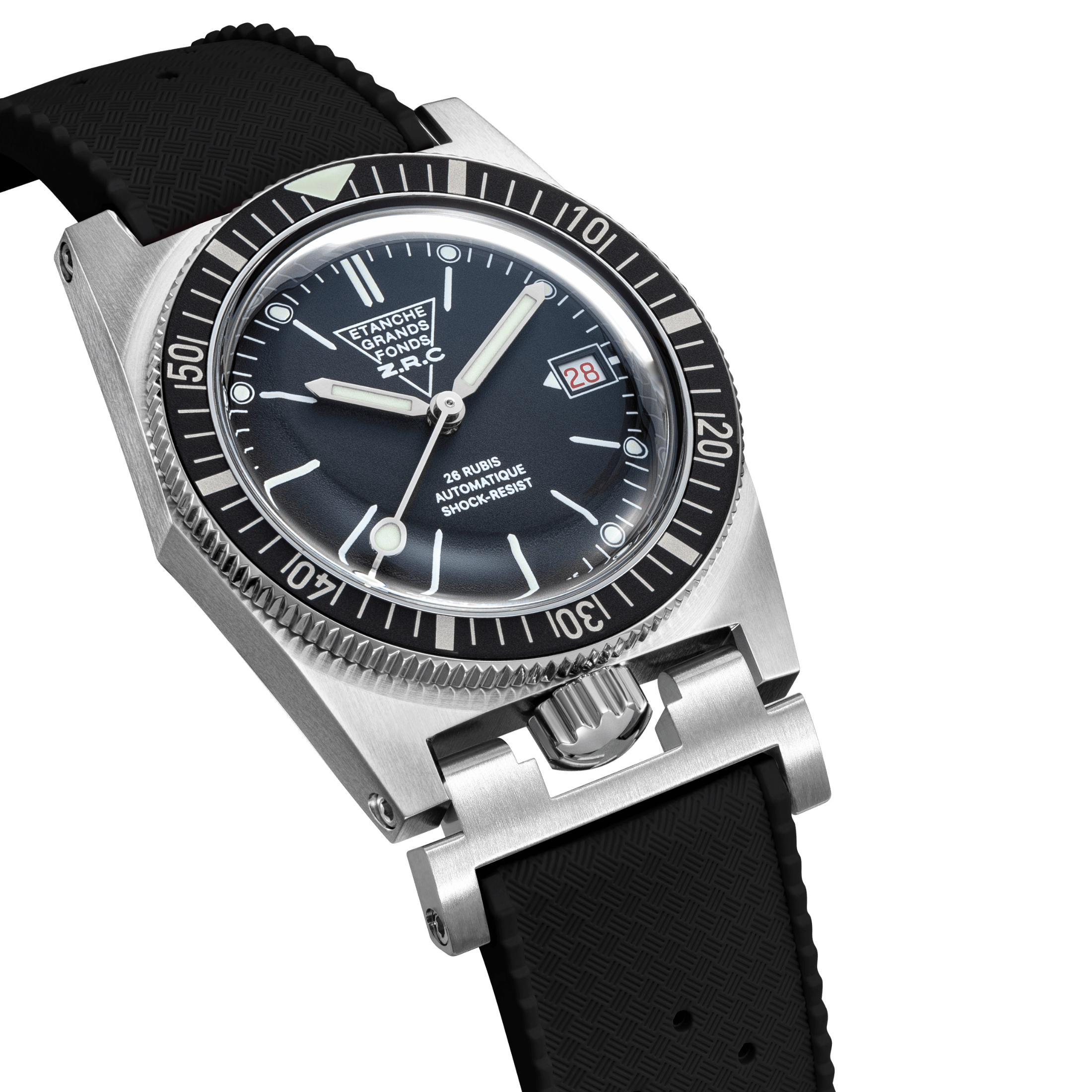 Montre ZRC GRANDS FONDS 300 HERITAGE cadran noir bracelet caoutchouc 39mm