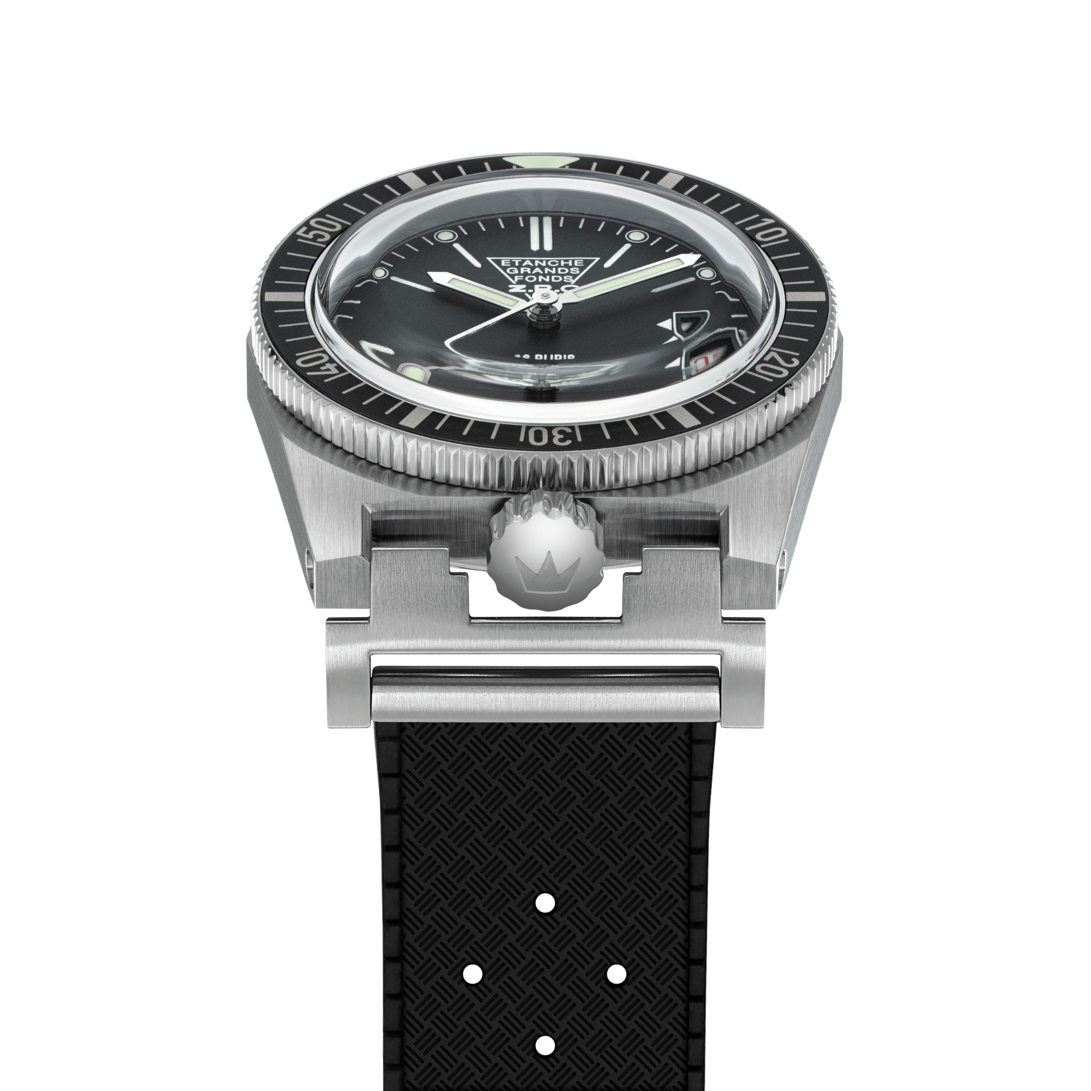 ZRC Grands Fonds 300 HERITAGE black dial rubber strap 38 mm