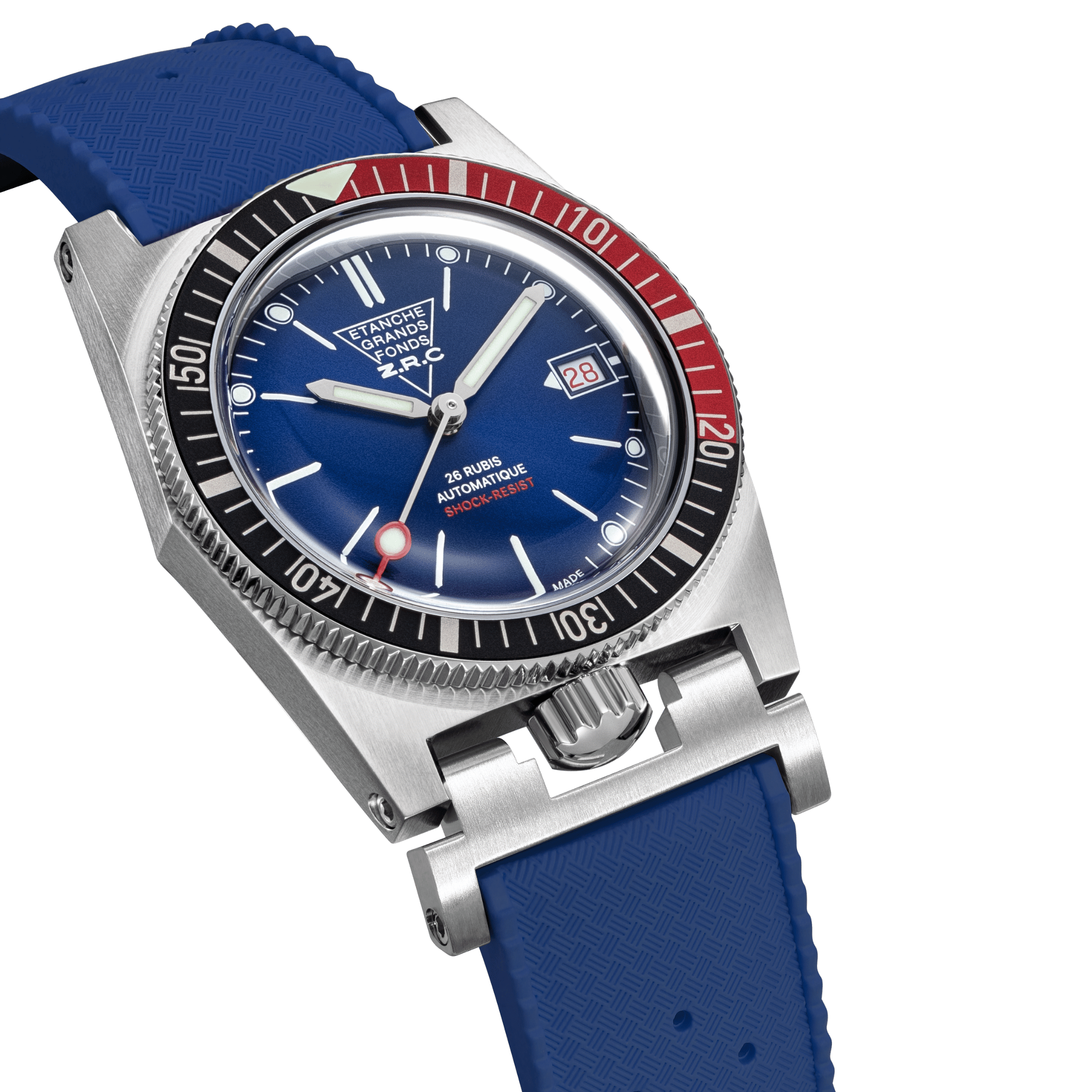 ZRC Grands Fonds 300 HERITAGE "Pepsi" Reissue Series 3 blue dial rubber bracelet 39 mm