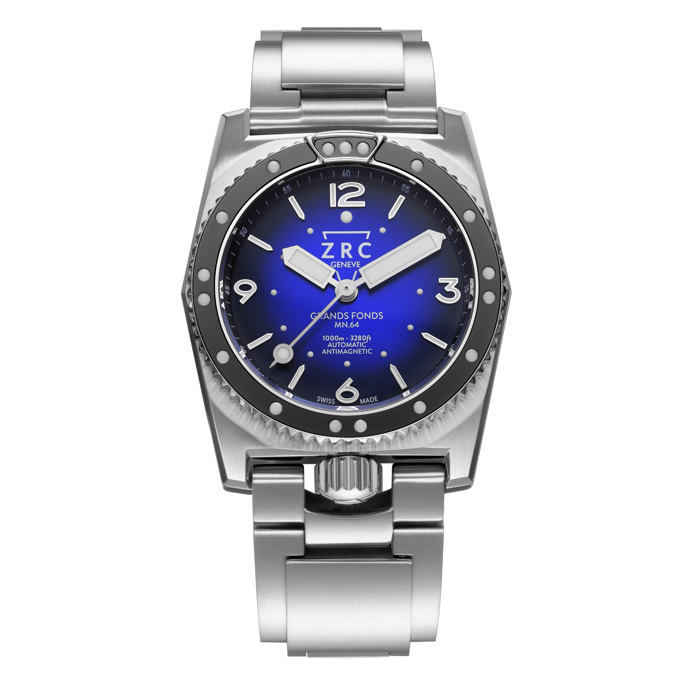 ZRC GRANDS FONDS 300 MN64 HETERIUM METAL automatic blue dial steel bracelet 41,5 mm