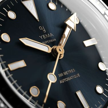Montre Yema Superman Gilt CMM.10 automatique cadran bleu bracelet acier 39 mm