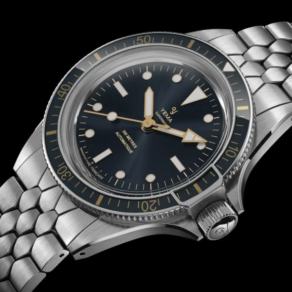 Yema Superman Gilt CMM.10 automatic blue dial steel bracelet 41 mm