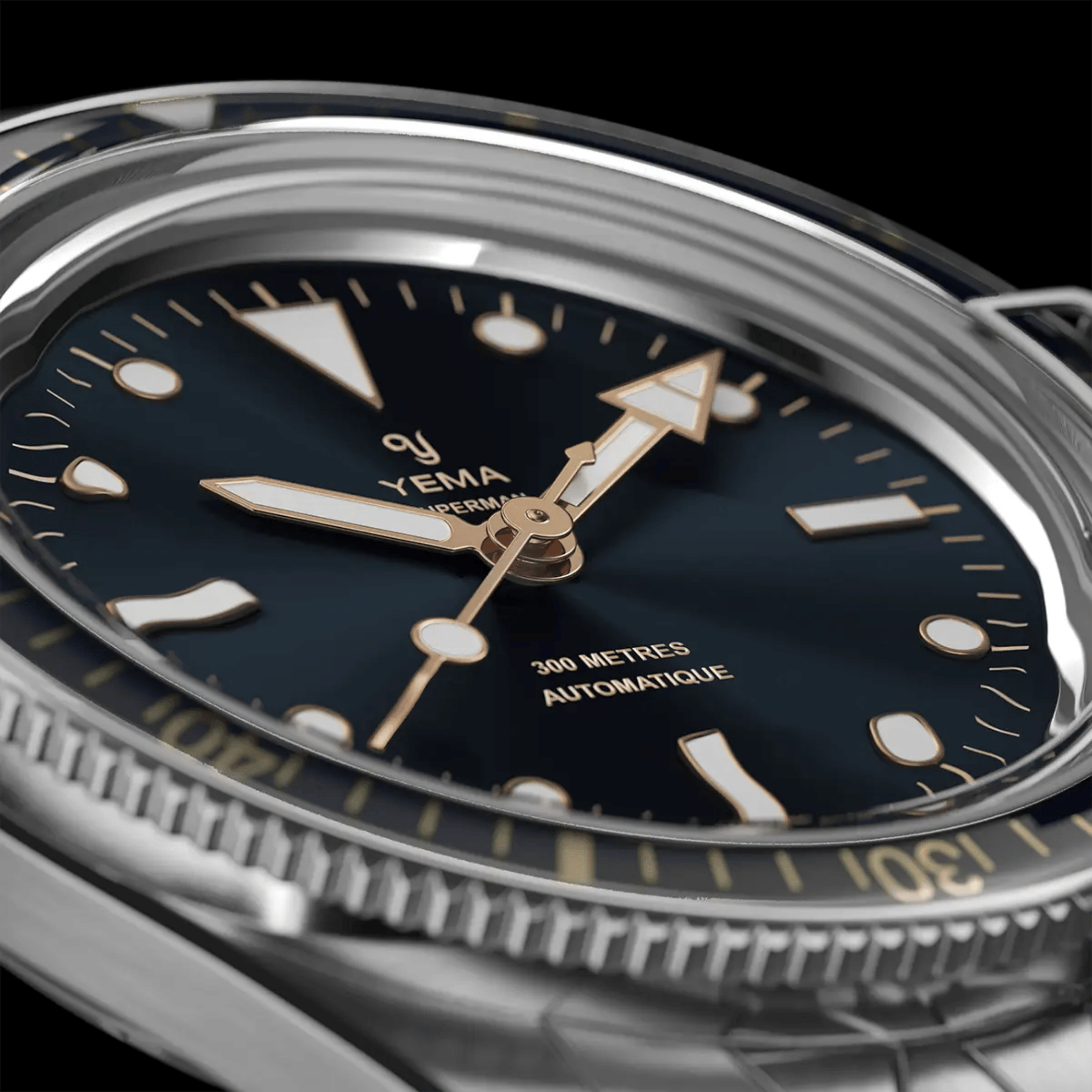 Yema Superman Gilt CMM.10 automatic blue dial steel bracelet 41 mm