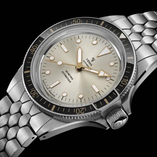 Yema Superman Gilt CMM.10 automatic grey dial steel bracelet 39 mm