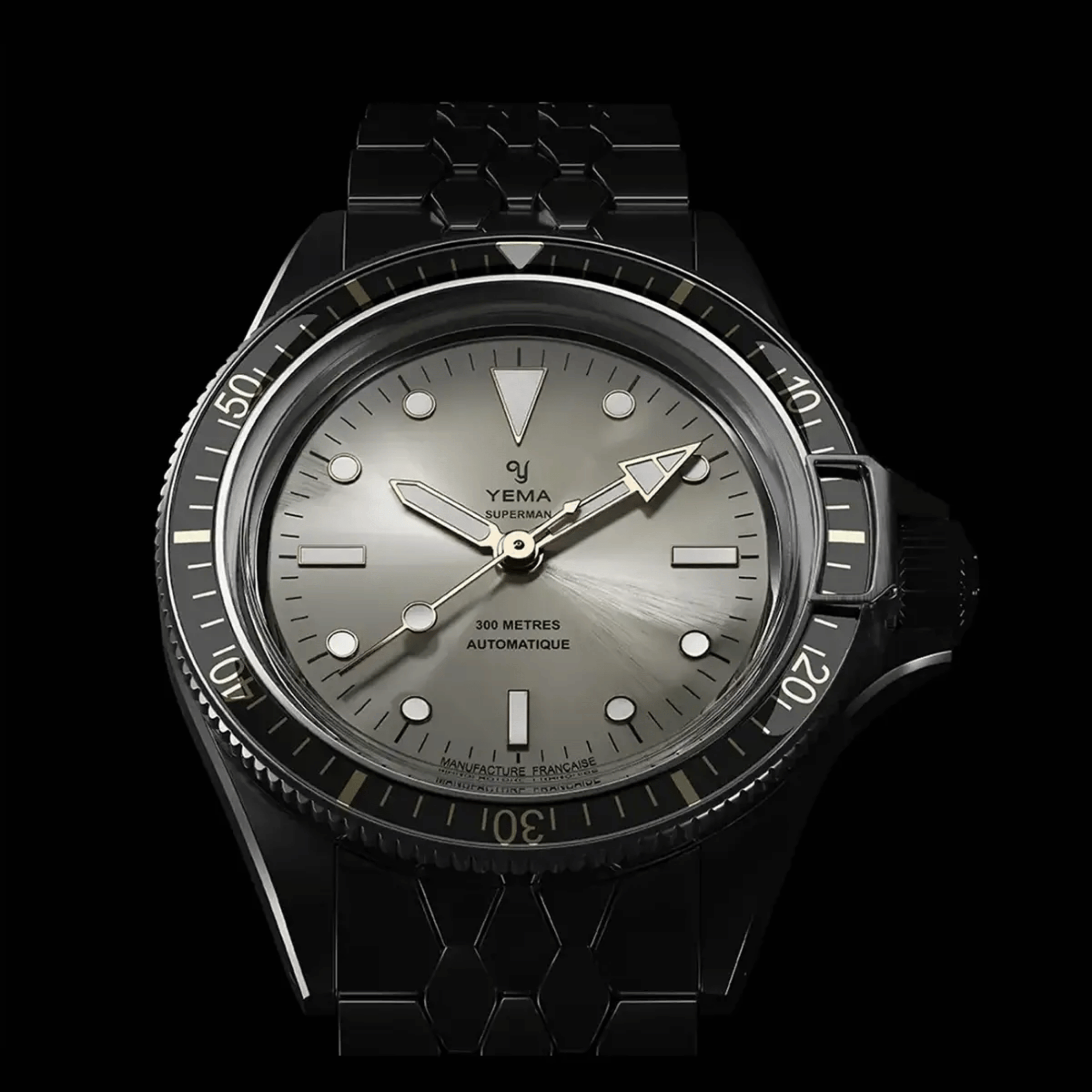 Yema Superman Gilt CMM.10 automatic grey dial steel bracelet 41 mm