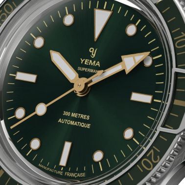 Montre Yema Superman Gilt CMM.10 automatique cadran vert bracelet acier 41 mm