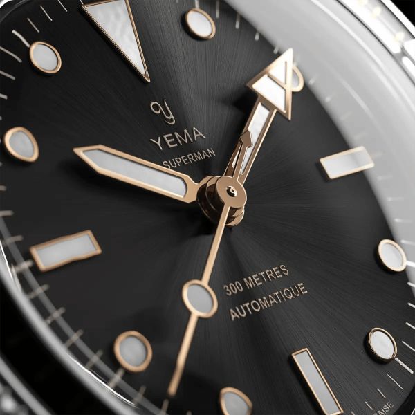 Yema Superman Gilt CMM.10 automatic black dial steel bracelet 39 mm