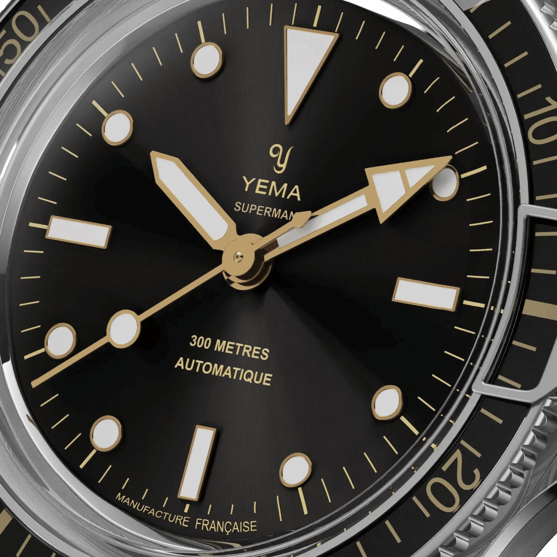Yema Superman Gilt CMM.10 automatic black dial steel bracelet 41 mm