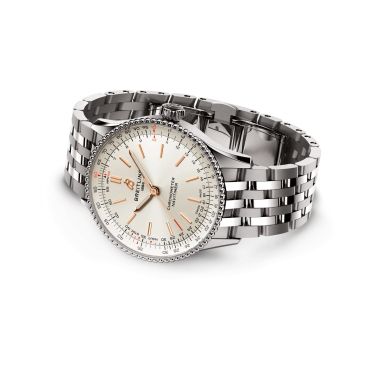 Breitling Navitimer automatic watch silver dial steel bracelet 36 mm A17327211G1A1