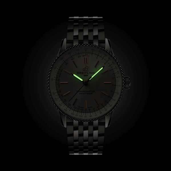 Breitling Navitimer automatic watch silver dial steel bracelet 36 mm A17327211G1A1