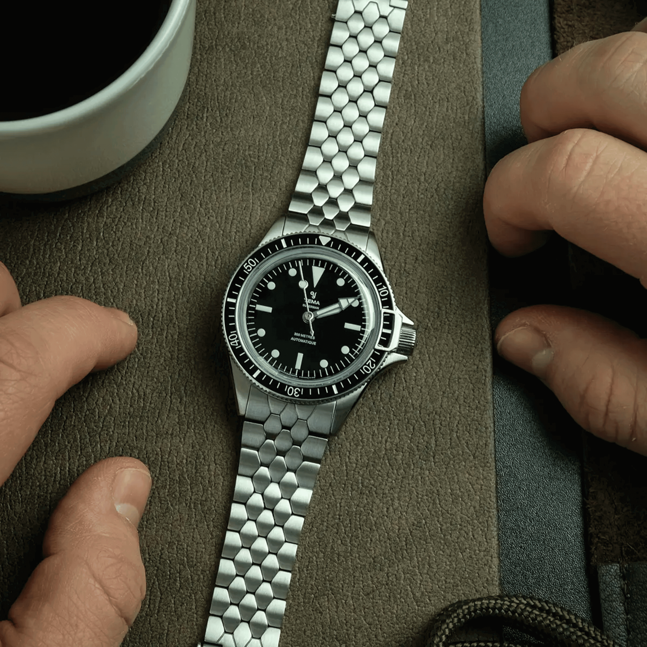 Yema Superman Steel CMM.10 automatic black dial steel bracelet 41 mm